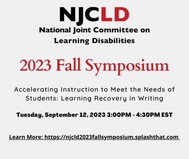Image written: The National Joint Committee on Learning Disabilities. Fall 2023 symposium